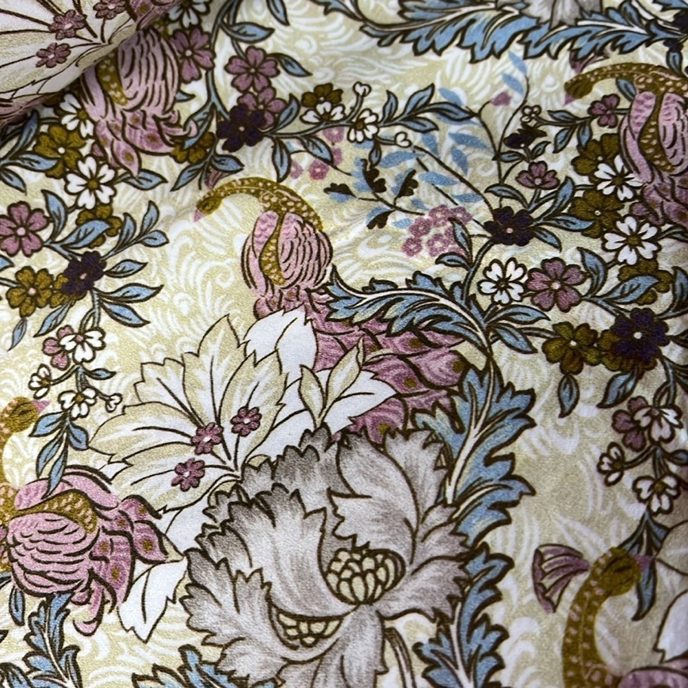Anthropologie 1 Sateen Printed Queen Flat Sheet New Floral bird Patterned Sheet - Picture 4 of 5